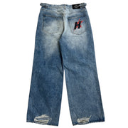 Happy Memories Don’t Die H Star Distressed Wide Leg Baggy Jeans