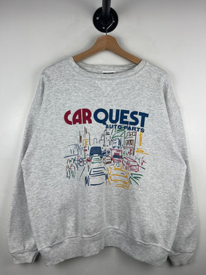 Vintage 90s Car Quest Auto Parts Grey Crewneck