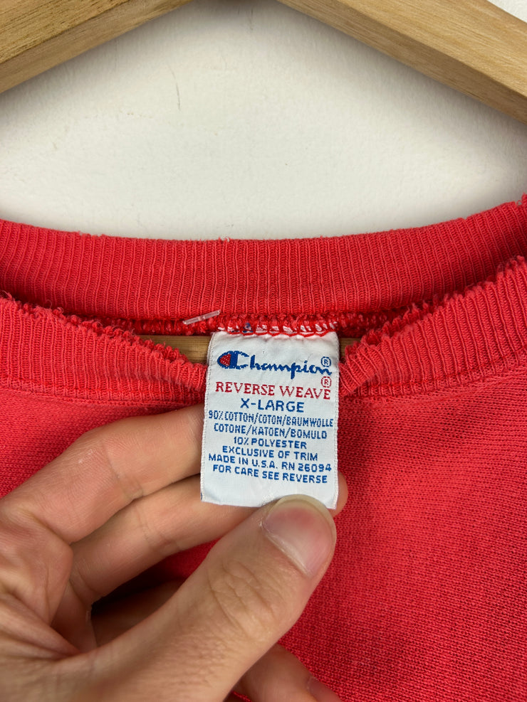 Vintage 90s Champion Reverse Weave Faded Red Crewneck