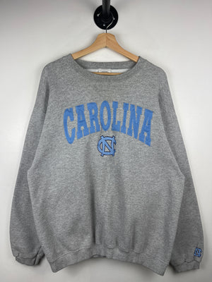 Vintage 90s North Carolina Tar Heels Embroidered Grey Crewneck