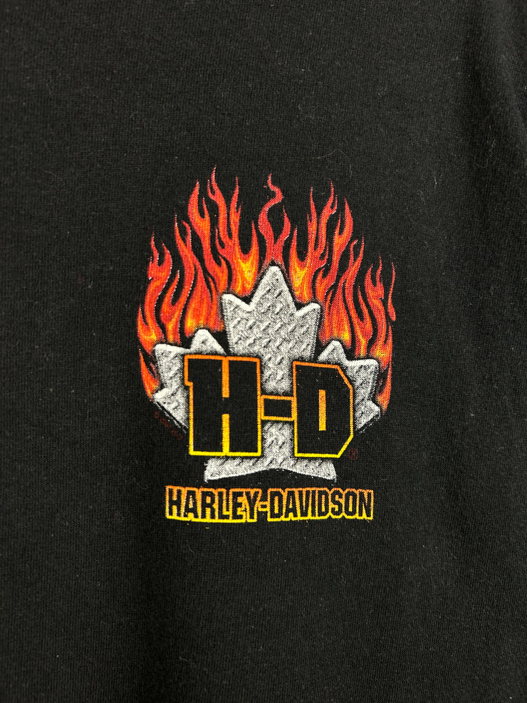 Vintage Harley Davidson Flames London Ontario Black Long Sleeve