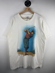 Vintage 90s Golf Art White Tee