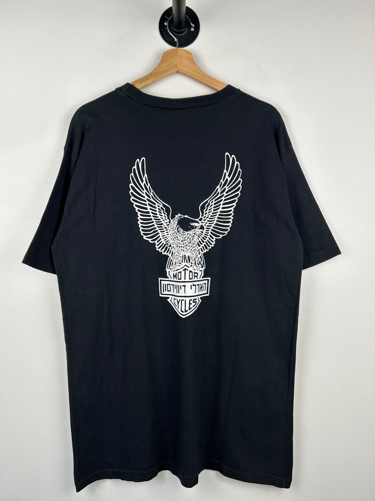 Vintage 90s Harley Davidson Hebrew Black Tee