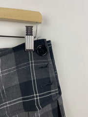 Vintage Digital Women's Charcoal Grey Plaid Pleated Mini Skirt