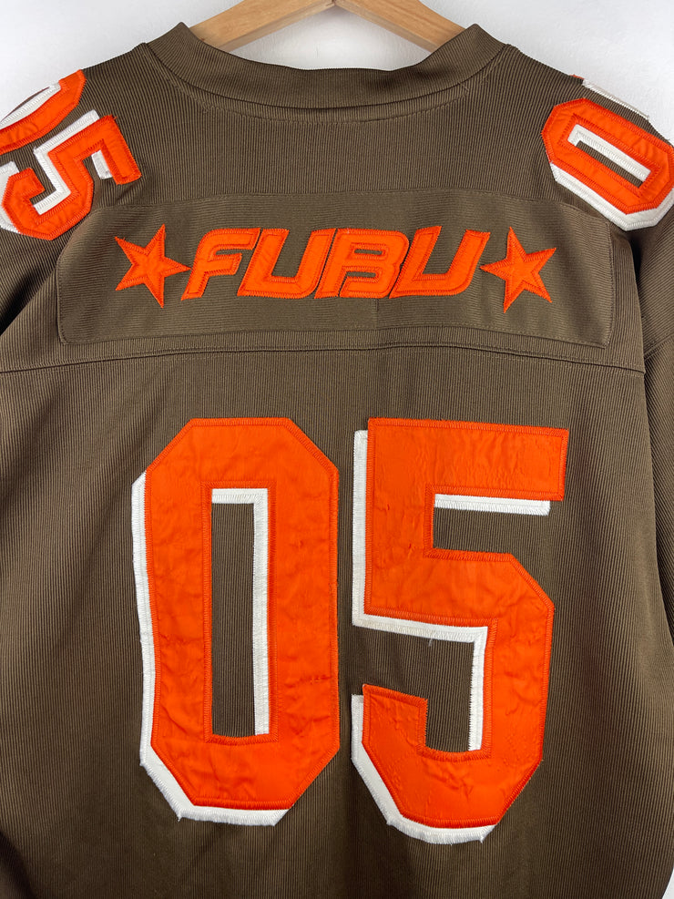 Vintage Y2K Fubu Embroidered Brown & Orange Football Jersey