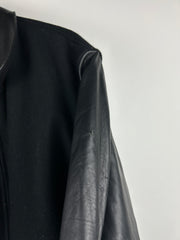 Vintage 90s Holloway Black Wool & Black Leather Varisty Jacket