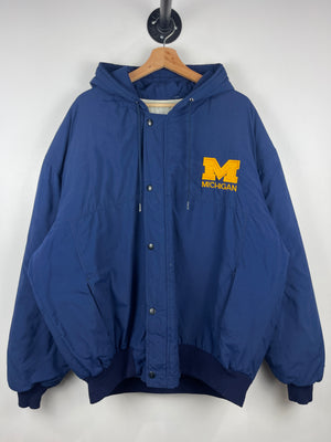 Vintage 90s DeLong Michigan Navy Insulated Hooded Jacket