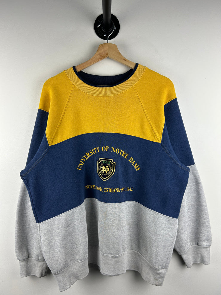 Vintage 90s Nutmeg University Of Notre Dame Colour Blocked Crewneck