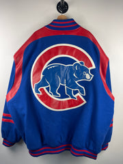 Vintage 90s MLB Jeff Hamilton Chicago Cubs Blue Wool & Leather Varsity Jacket
