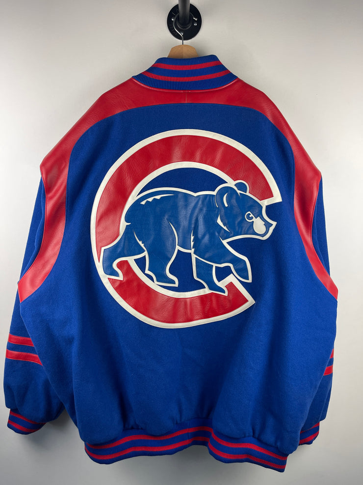 Vintage 90s MLB Jeff Hamilton Chicago Cubs Blue Wool & Leather Varsity Jacket