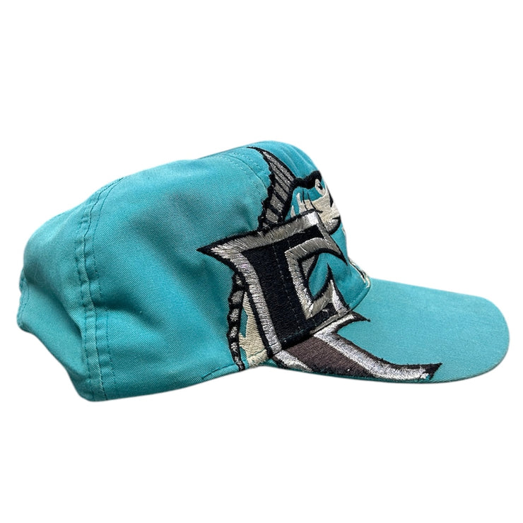 Vintage 90s MLB Florida Marlins Big Logo Split Panel Snapback