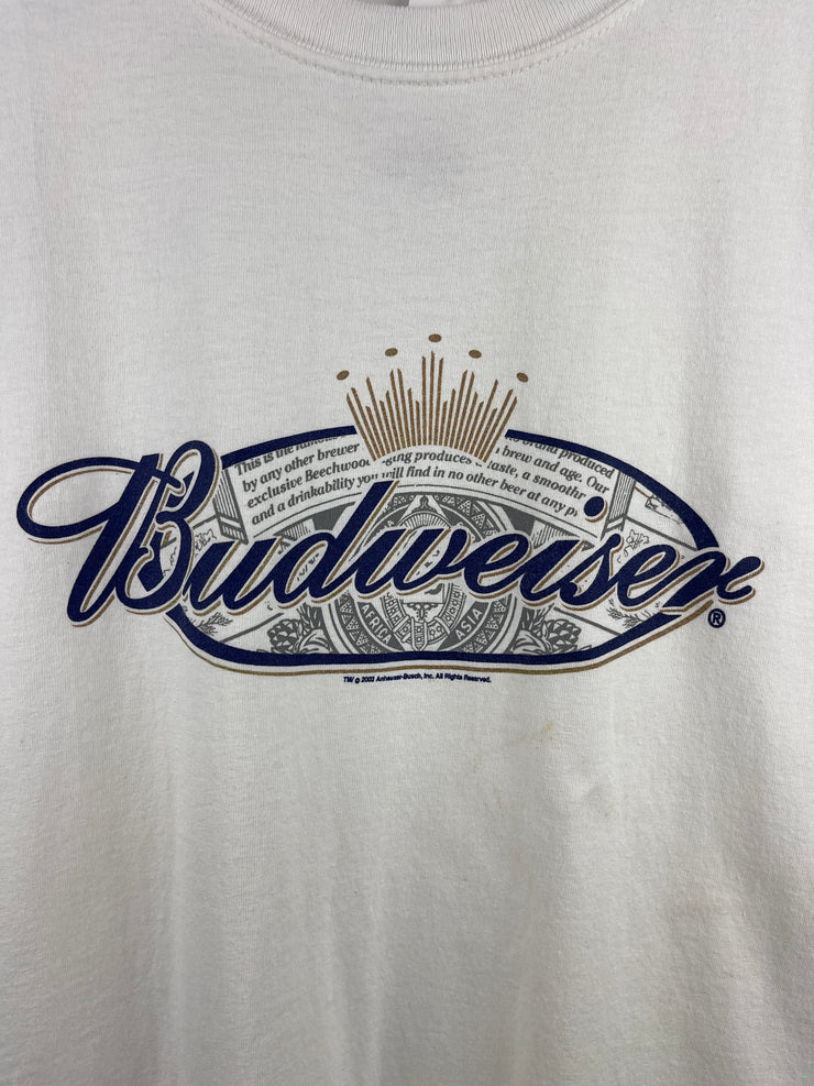Vintage 2002 Budweiser Beer Spellout White Tee