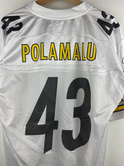 Vintage NFL Reebok Pittsburgh Steelers Polamalu Super Bowl White Football Jersey
