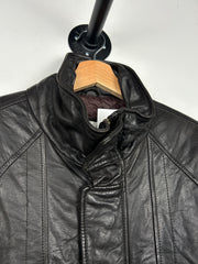 Vintage London Fog Town Brown Cropped Leather Bomber Jacket