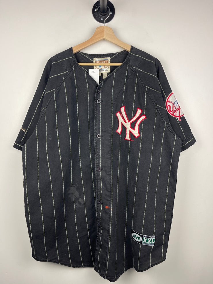 Vintage 90s MLB Mirage New York Yankees Black Pin Stripe Baseball