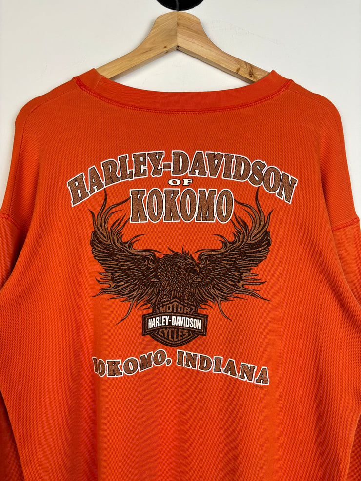 Vintage Harley Davidson Indiana Orange Thermal Long Sleeve