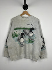 Vintage 90s Alex Bay Ducks Wilderness Grey Crewneck