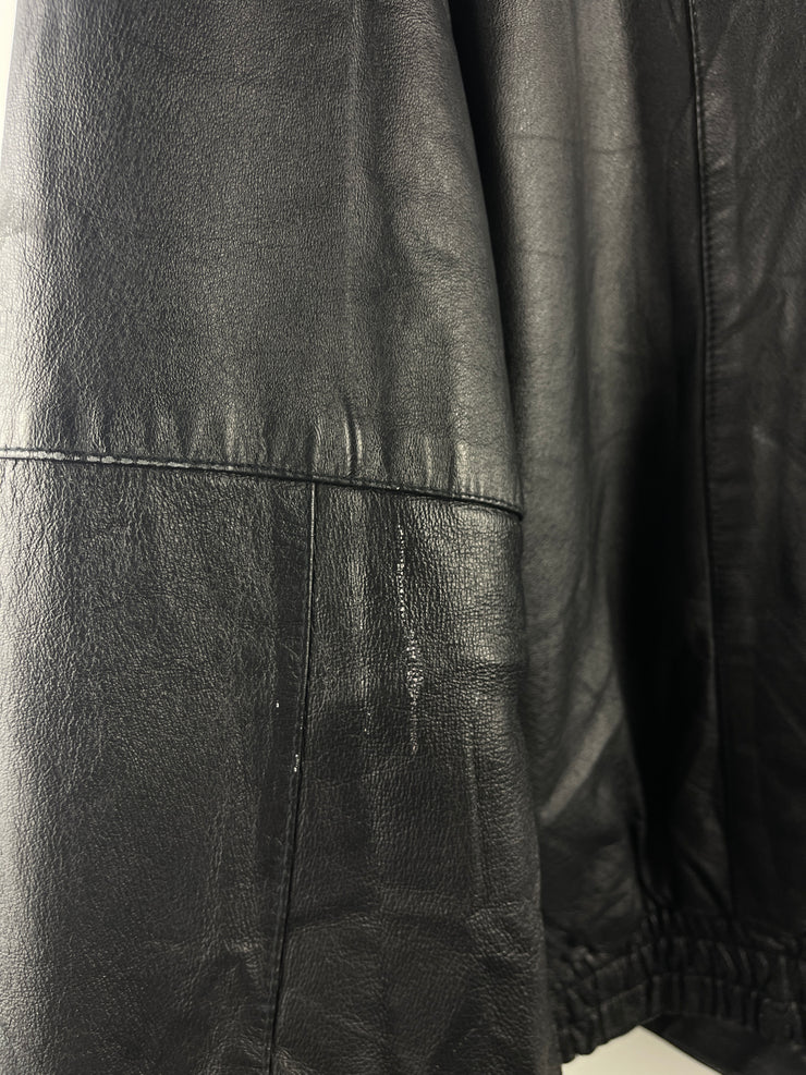 Vintage 90s Personal Choice Black Leather Bomber Jacket