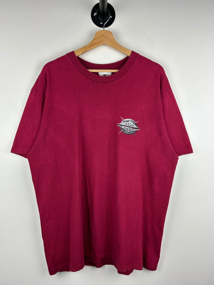 Vintage 90s Top Dawg The American Legend Biker Burgundy Tee