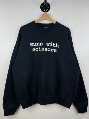 Vintage 90s Runs With Scissors Comedy Black Crewneck