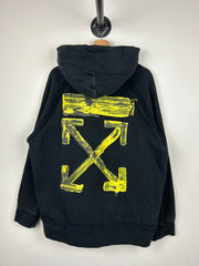 Off White Yellow Paint Arrows Black Hoodie