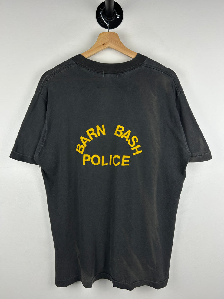 Vintage 70s Stanfields Barn Bash Police Black Pocket Tee