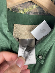 Vintage Mossy Oak Real Tree Camo & Green Button Up Long Sleeve Shirt