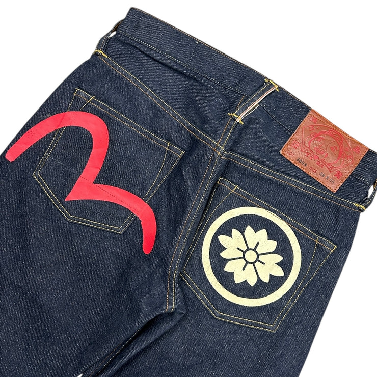 Evisu Lotus Fleur Seagull Selvedge Blue Denim Jeans