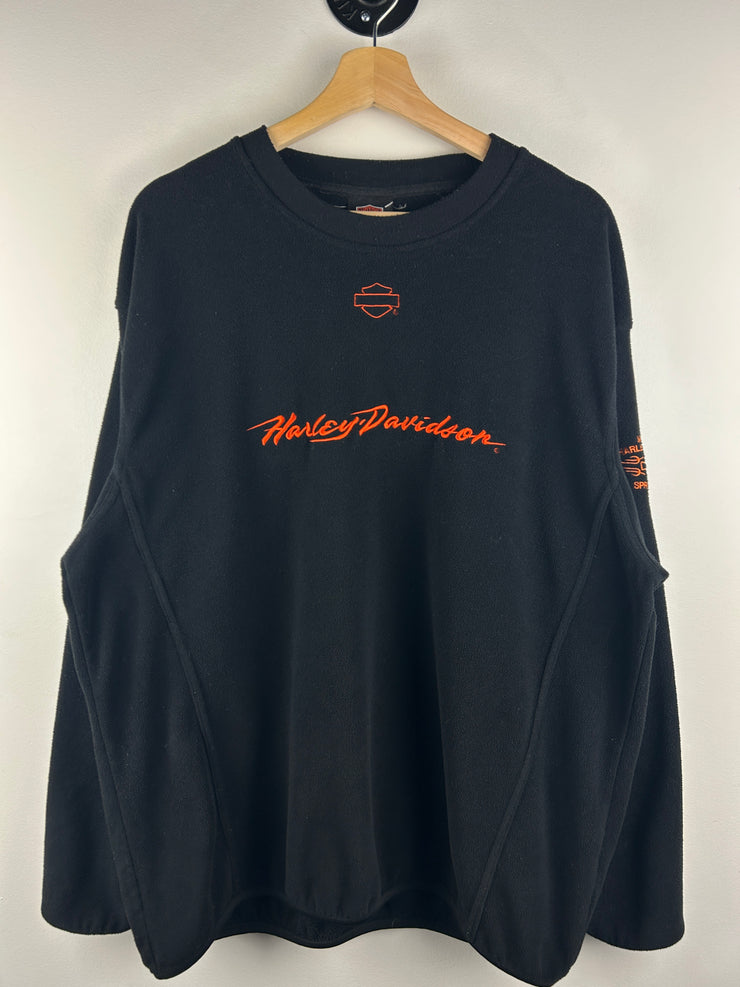 Vintage Harley Davidson Ohio Embroidered Black Fleece Crewneck