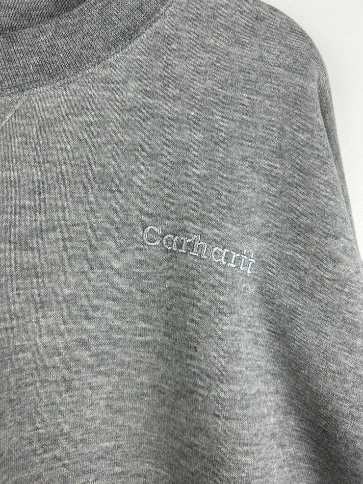 Vintage 90s Carhartt Spellout Embroidered Grey Crewneck