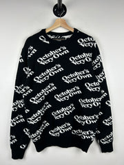 OVO Octobers Very Owl Spellout Black Knit Sweater