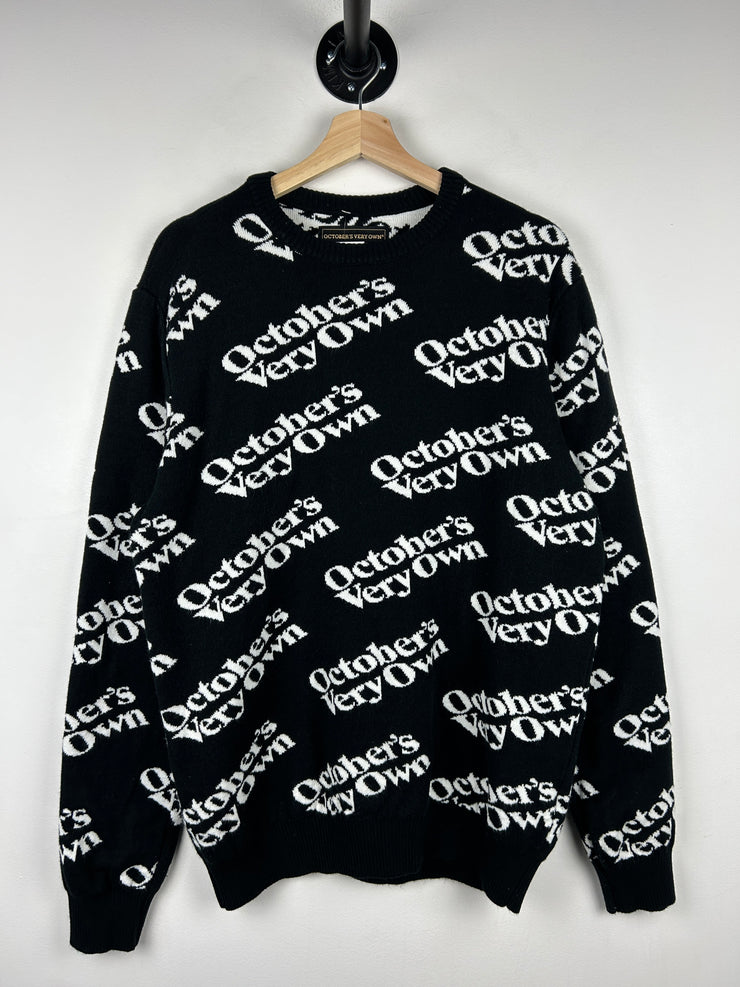 OVO Octobers Very Owl Spellout Black Knit Sweater