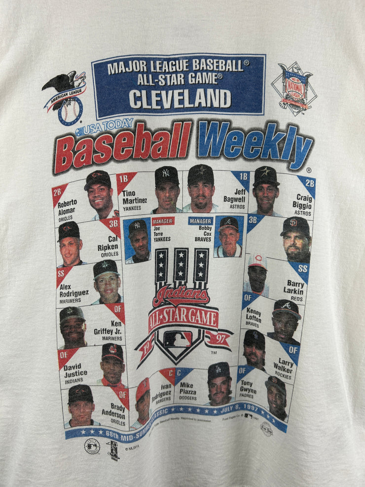 Vintage 90s MLB All Star Game Baseball Weekly White Tee