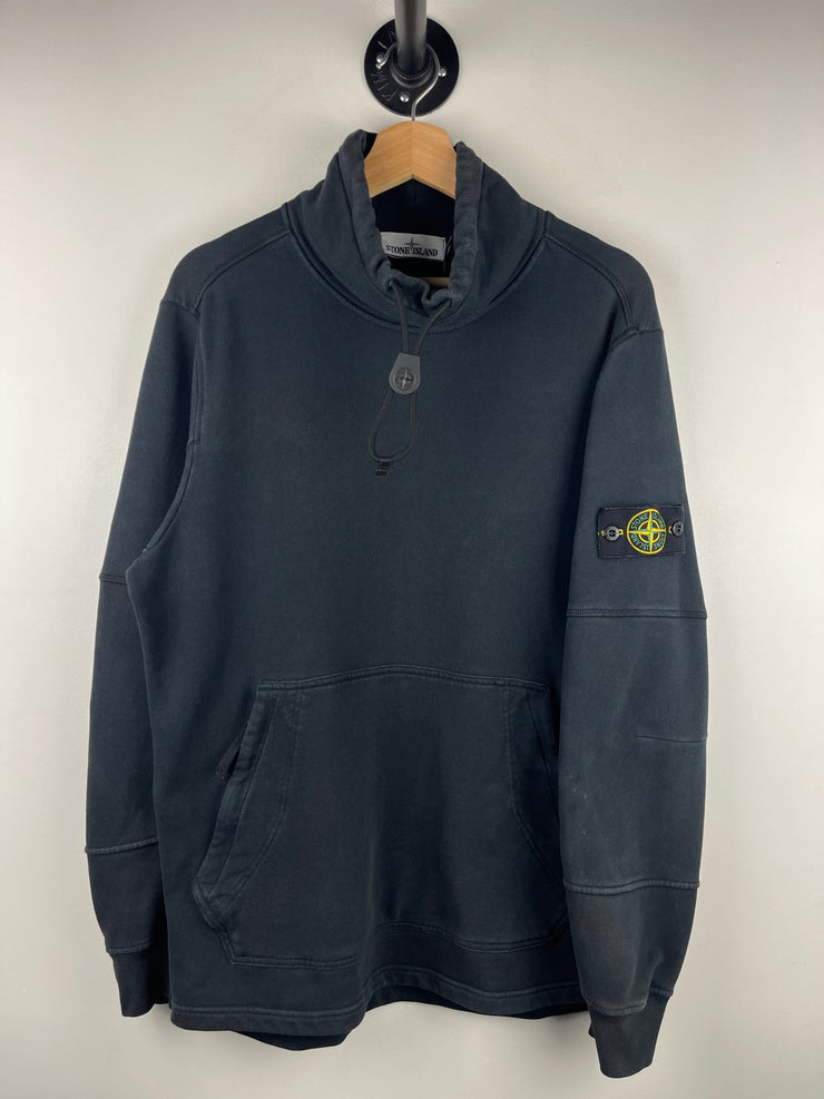 Stone Island Patch Black Mock Neck Crewneck