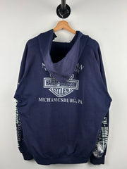 Vintage Harley Davidson Paint Splattered Mechanicsburg Navy Hoodie