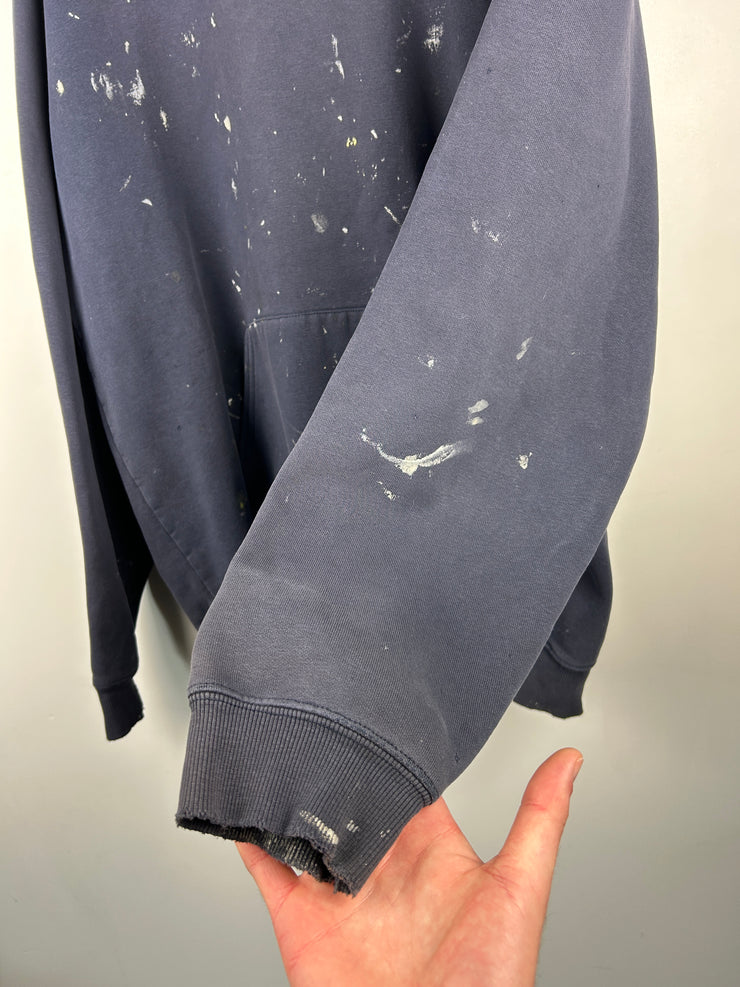 Vintage Carhartt Embroidered Paint Splattered Navy Hoodie