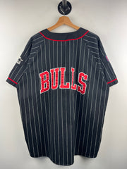 Vintage 90s NBA Starter Chicago Bulls Pinstripe Black Baseball Jersey