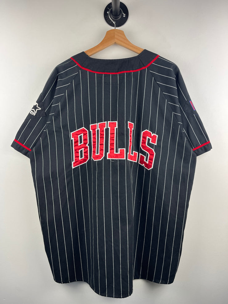 Vintage 90s NBA Starter Chicago Bulls Pinstripe Black Baseball Jersey