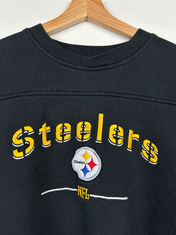 Vintage NFL Pittsburgh Steelers Embroidered Black Crewneck