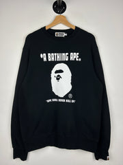 Bape Ape Shall Never Kill Ape Swarovski Black Crewneck