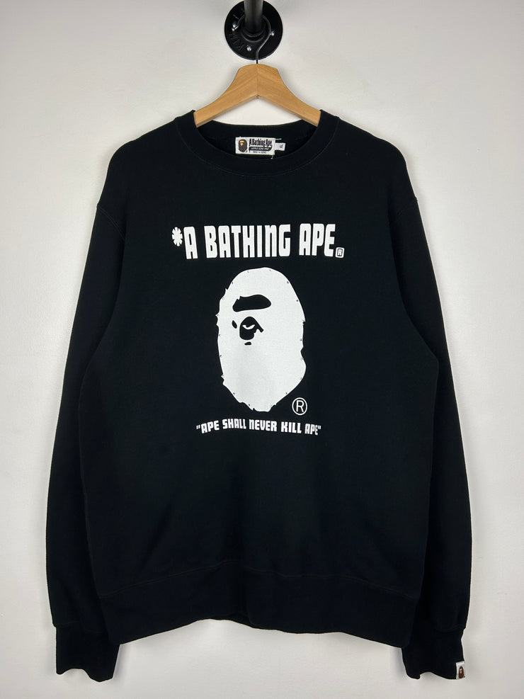 Bape Ape Shall Never Kill Ape Swarovski Black Crewneck