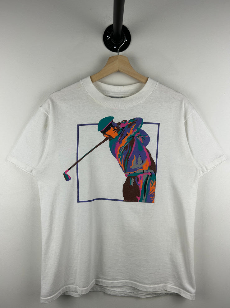 Vintage 90s Golf Art White Tee