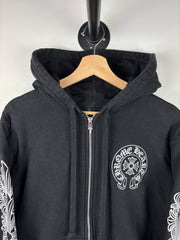 Chrome Hearts Malibu Floral Horseshoe Black Thermal Zip Up Hoodie