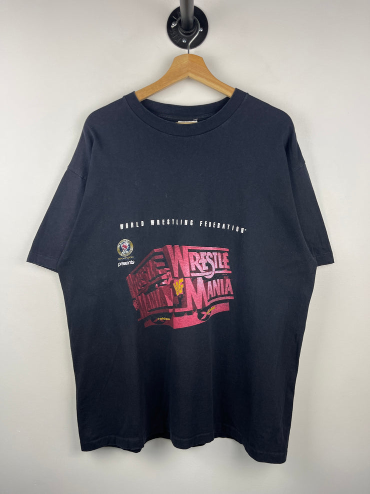 Vintage 90s WWF Wrestle Mania X Raided Boston Black Tee