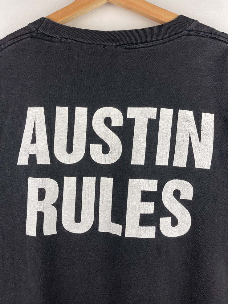 Vintage 90s WWF Stone Cold Steve Austin Rules Black Tee