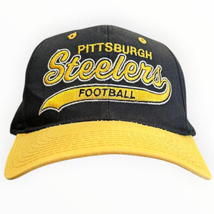Vintage 90s NFL Starter Pittsburgh Steelers Tail Sweep Black Snapback Hat