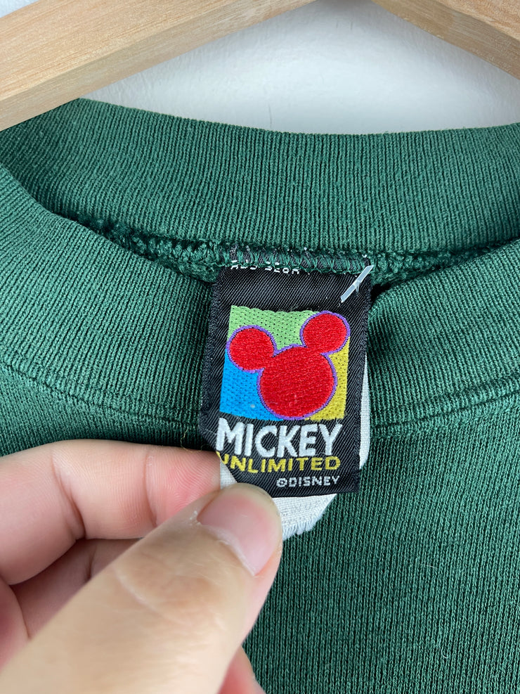 Vintage 90s Disney Mickey Mouse Embroidered Green Crewneck