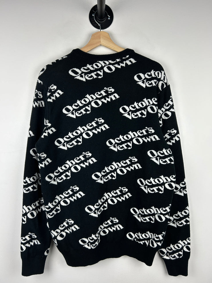 OVO Octobers Very Owl Spellout Black Knit Sweater