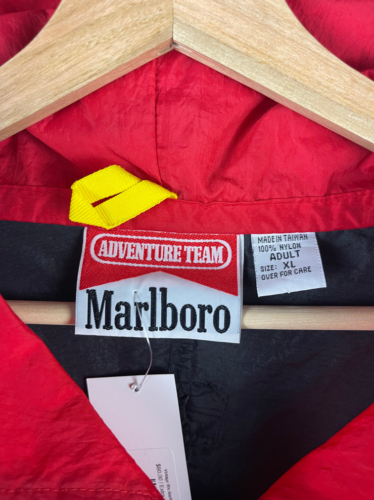 Vintage 90s Marlboro Patch Red & Black Windbreaker