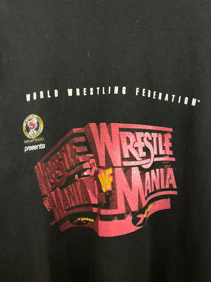Vintage 90s WWF Wrestle Mania X Raided Boston Black Tee